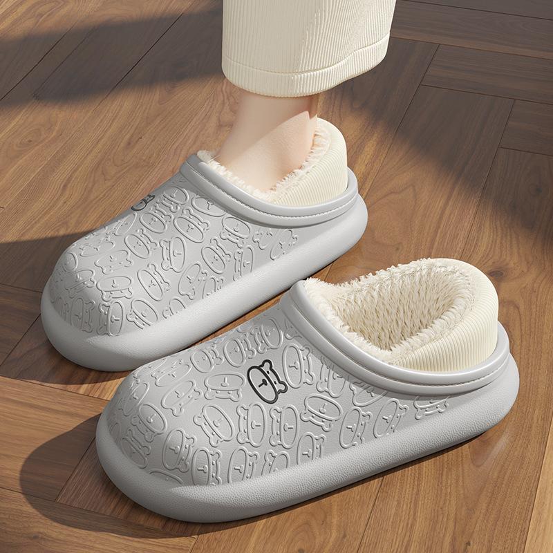 Хлопковые тапочки Little Bear, новые популярные женские домашние плюшевые милые водонепроницаемые и противоскользящие плюшевые тапочки на толстой подошве