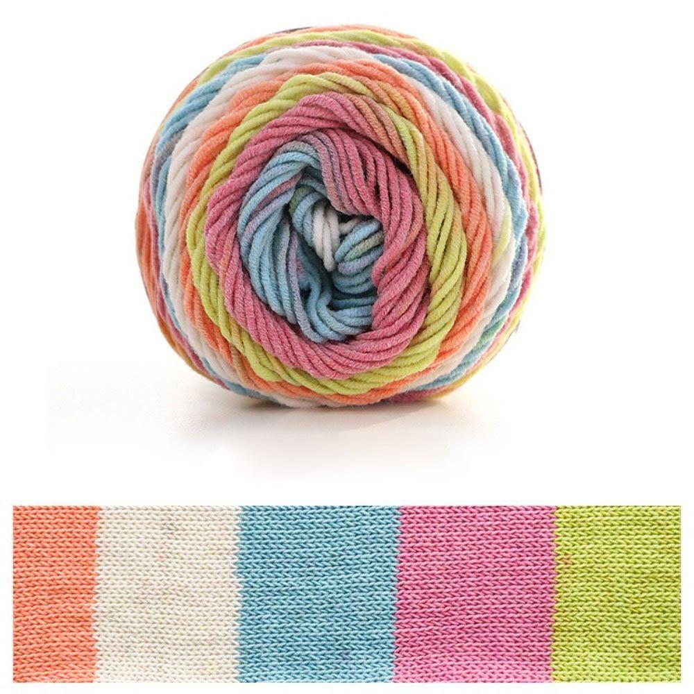 Rainbow Color Crochet Knitting Cotton Rainbow Cotton Yarn Warm Milk Cotton  Scarf