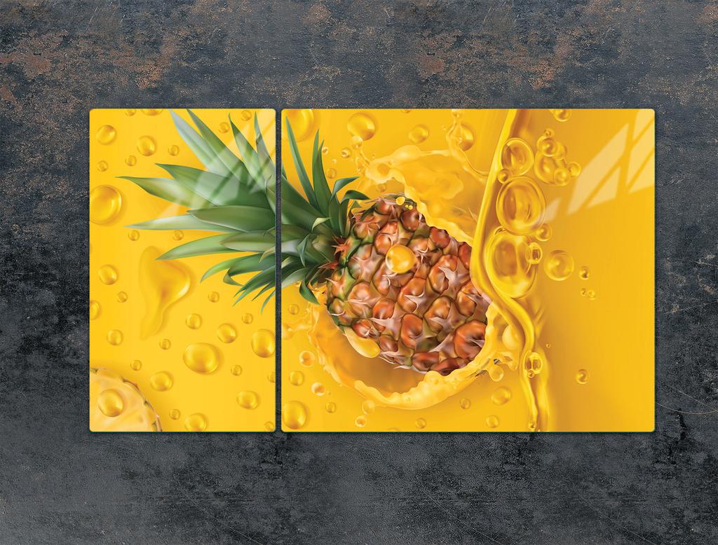 SZKLANA PŁYTA OCHRONNA NA KUCHENKĘ 90x52 ANANAS