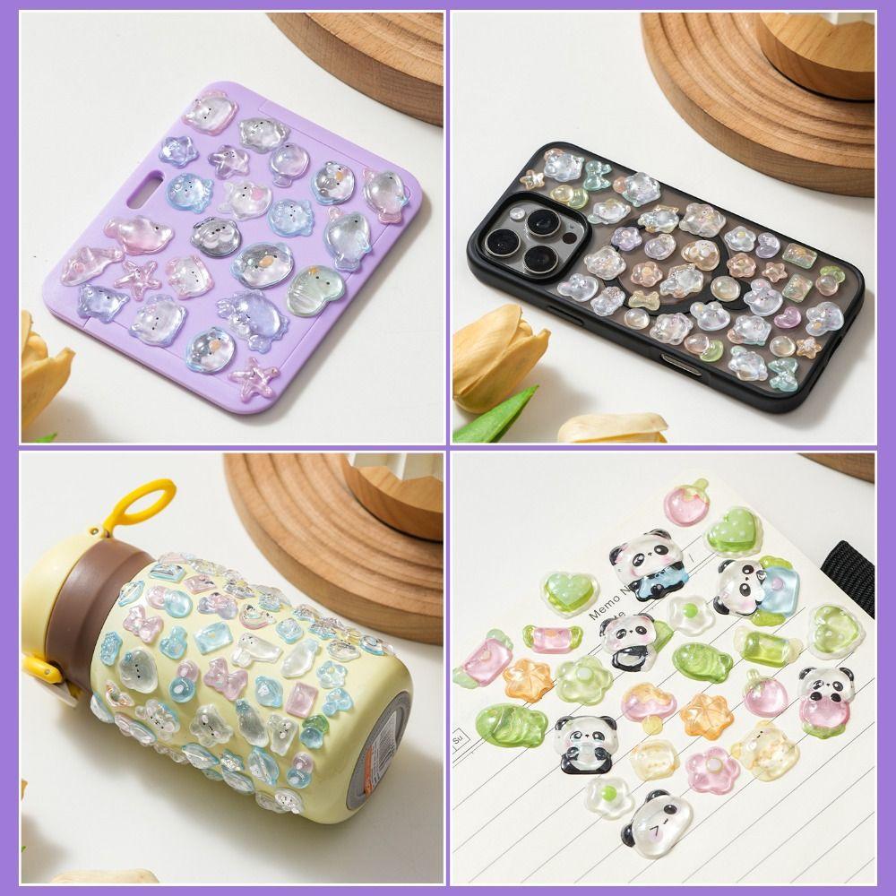 Embossed Animal 3D Crystal Sticker Melody DIY Crafts 3D Relief Stiers Drop Particle Decal PVC Cartoon Animal Sticker