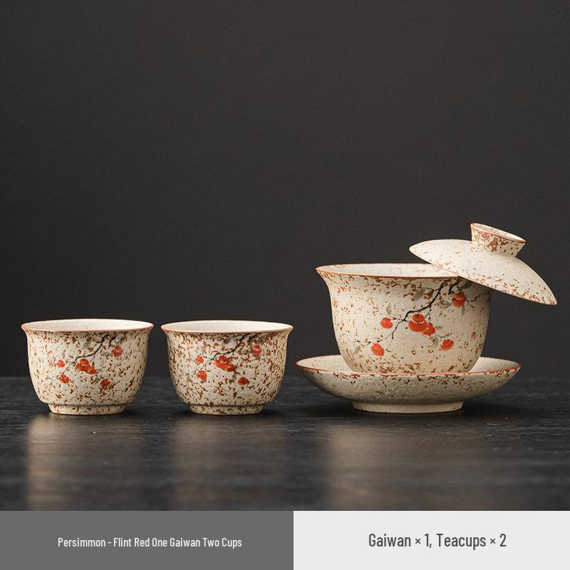 Набор для чая Firestone Gaiwan: Высококачественный керамический чайник, чашка, чайник с ручкой для заваривания чая дома или в офисе.