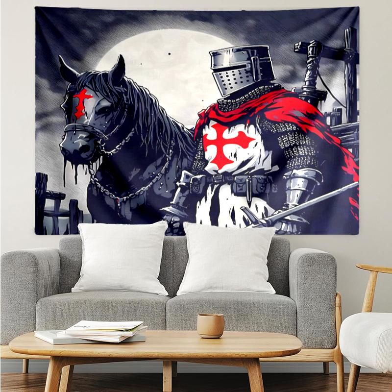 Knights Templar1 Tapestry for Bedroom Aesthetic Classroom Tapestries Wall Hanging for Living Room Dorm Office,Ideal Creative Gift