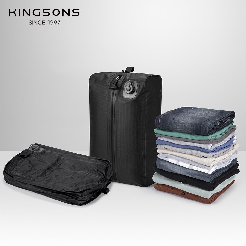 Дорожная сумка Организатор багажа Вакуумный компрессионный мешок Kingsons 17 л с воздушным насосом Многоразовый для улицы Электрический с одним касанием Черный/Темно-серый KP25933