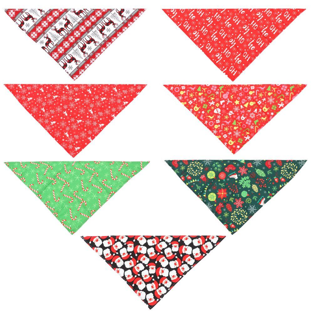 Santa Claus Pet Costume Accessories Printing Bibs Pet Bandana Collar Triangle Scarf Dog Cat