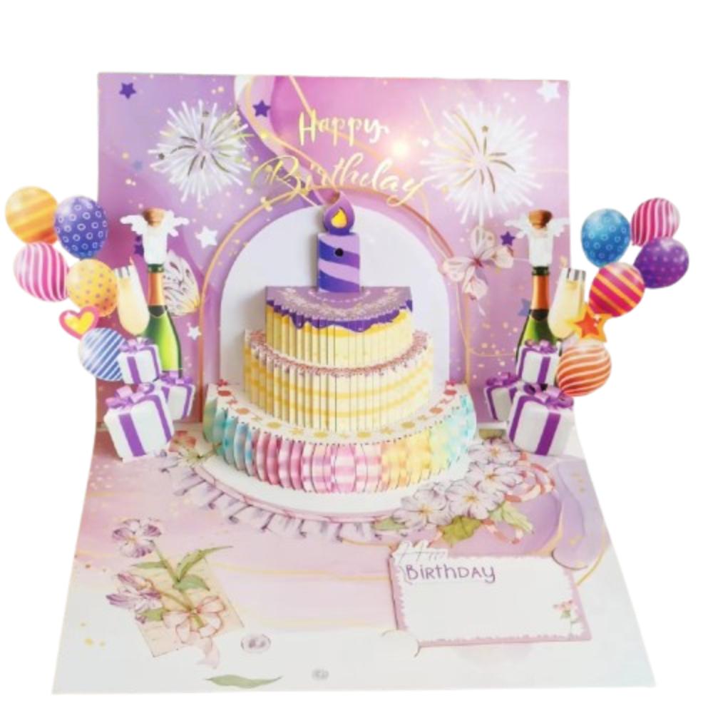 Fireworks Effect Happy Birthday Card Blowable Led Candle Birthday Cake Postcards  Mom