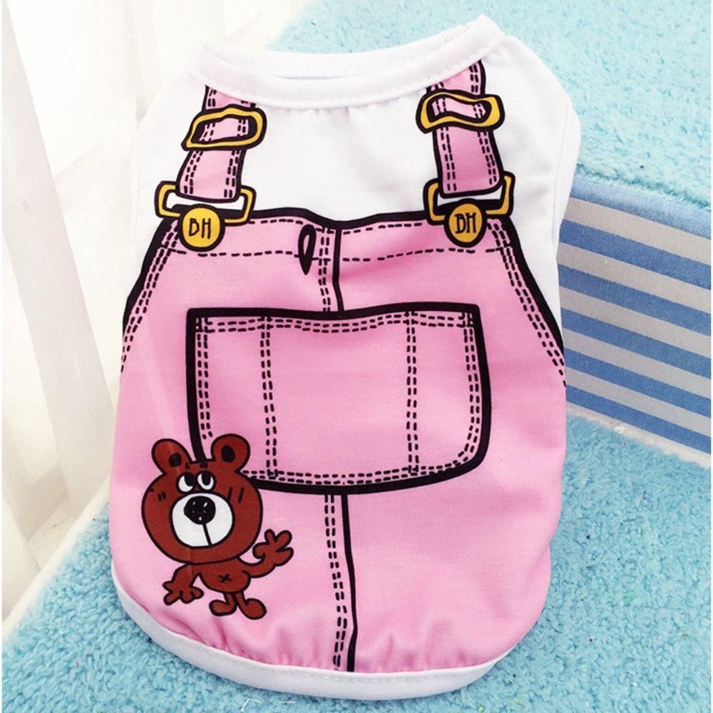 Pink Blue Puppy Dogs Vests Soft Small Dog T-Shirt Lovely Cartoon Clothing Summer Shirt