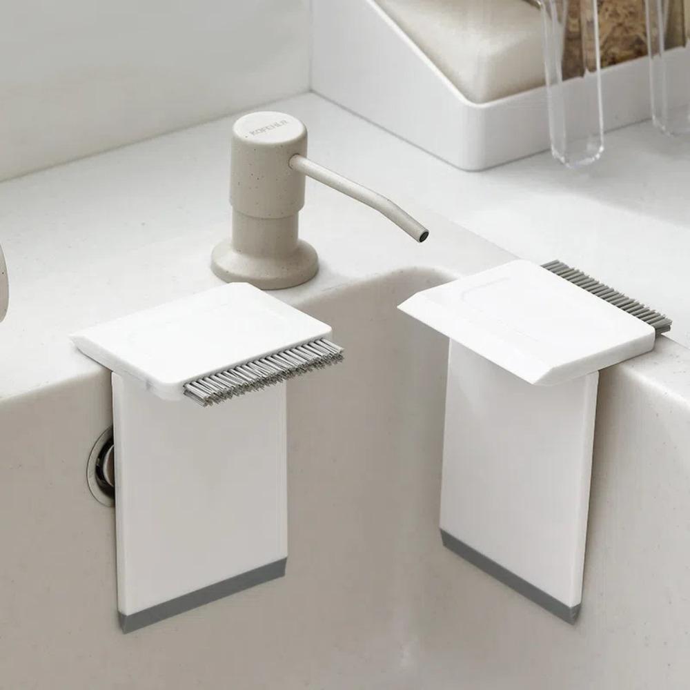 Durable Plastic Kitchen Sink Brush Removable Portable Countertop Brush Multifunctional White Mini Cleaning Brush Bathroom