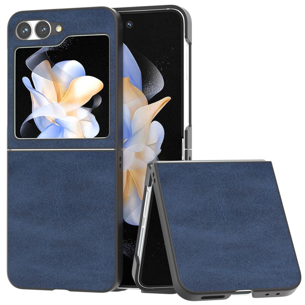 For Samsung Galaxy Z Flip7 FE 5G/Z Flip6 5G Case Cowhide Texture Hard PC+PU Leather Phone Shell