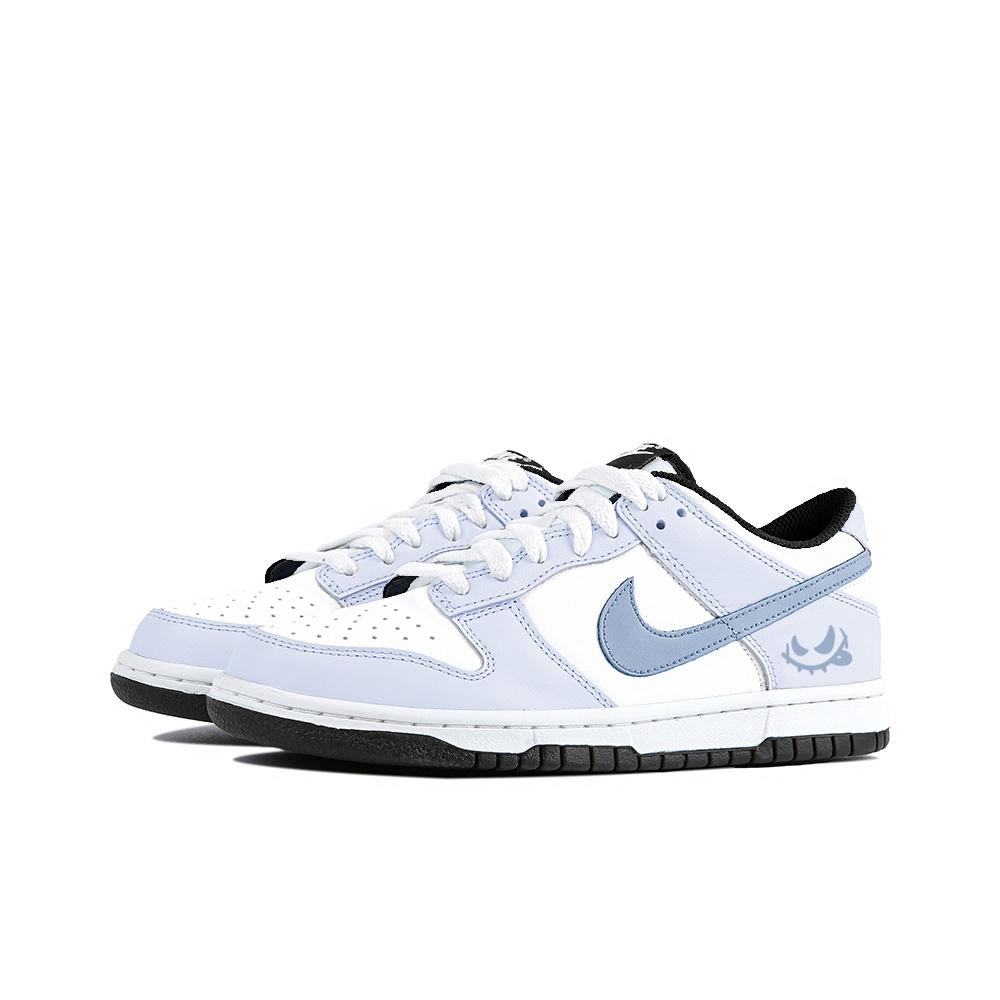 Nike Кроссовки Dunk Leather с амортизацией, устойчивые к истиранию, износостойкие, низкие, для скейтбординга, детские, сине-белые, CW1590-100(Команда189-)