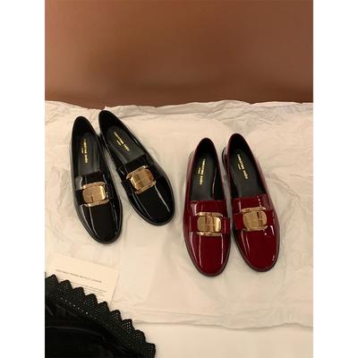 Версия из овчины Fira Manor очень мягкие золотые пряжки для ленивых людей для поездок на работу в женских маленьких кожаных туфлях