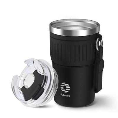FJbottle Бутылка для воды Прямой ремешок Вакуумный Магазин шаговой доступности Портативный Прямой Черный Тамблер, Изолированный, Холодный, Питьевой, Крышка, В комплекте, 0.4 л, Изолированный,