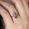 Unique Natural Rhombus 2 In 1 Engagement Rose Gold Ring for Marquise Bridal Wedding Ring Set