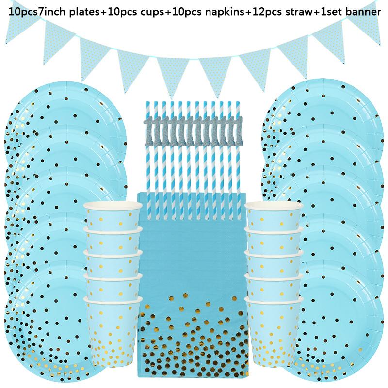 1 год Мальчик День рождения Первый день рождения Baby Shower Мальчик Украшения Синие латексные шары Набор конфетти Украшения для дня рождения Дети