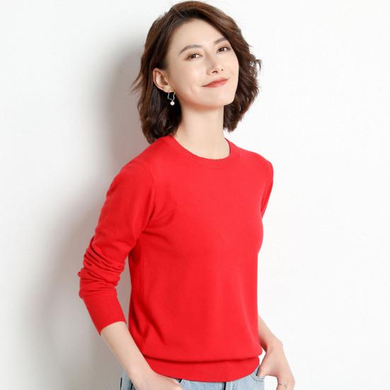 Женские зимние топы, однотонные, с круглым вырезом, с длинным рукавом, свитер, свободный