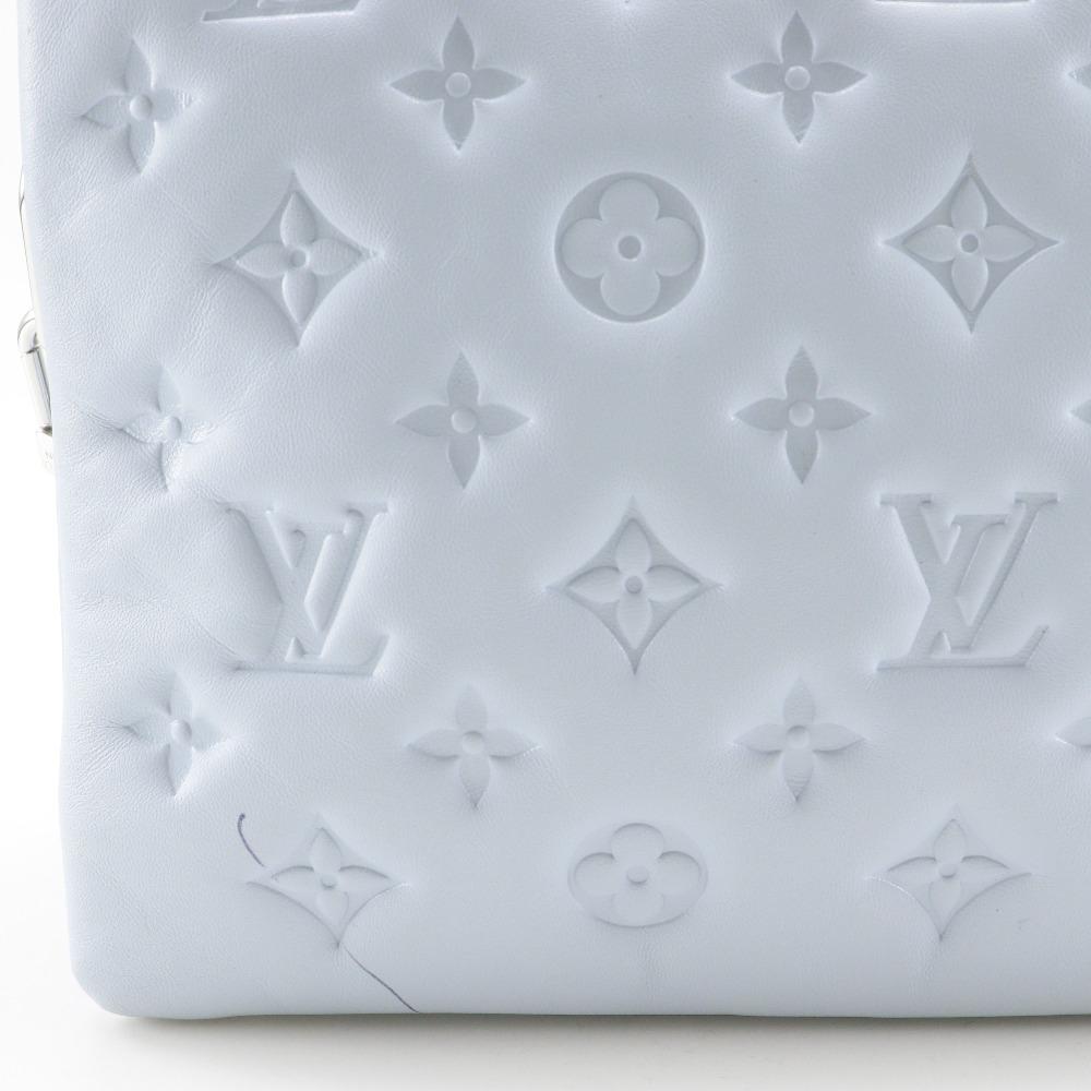 LOUIS VUITTON Kussan PM Shoulder Bag Monogram emboss Blue Glacier light blue/Lamb leather Women Used