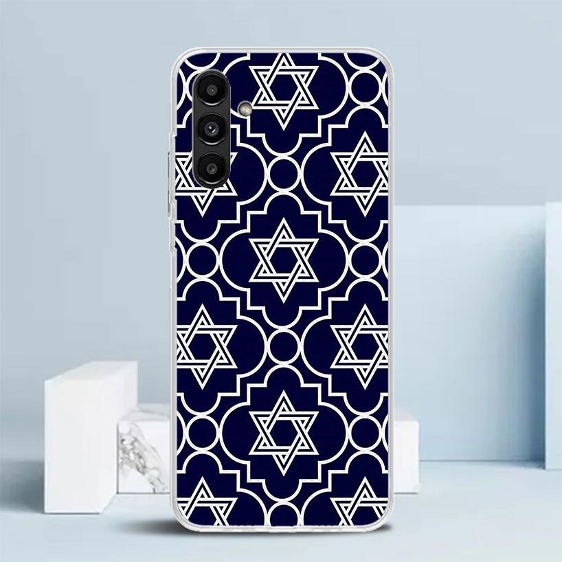 Чехол для телефона со звездой Давида для Samsung Galaxy A17 A37 A57 A16 A15 A14 A13 A56 A55 A54 A53 A36 A35 A34 A33 A26 A25 A24 A
