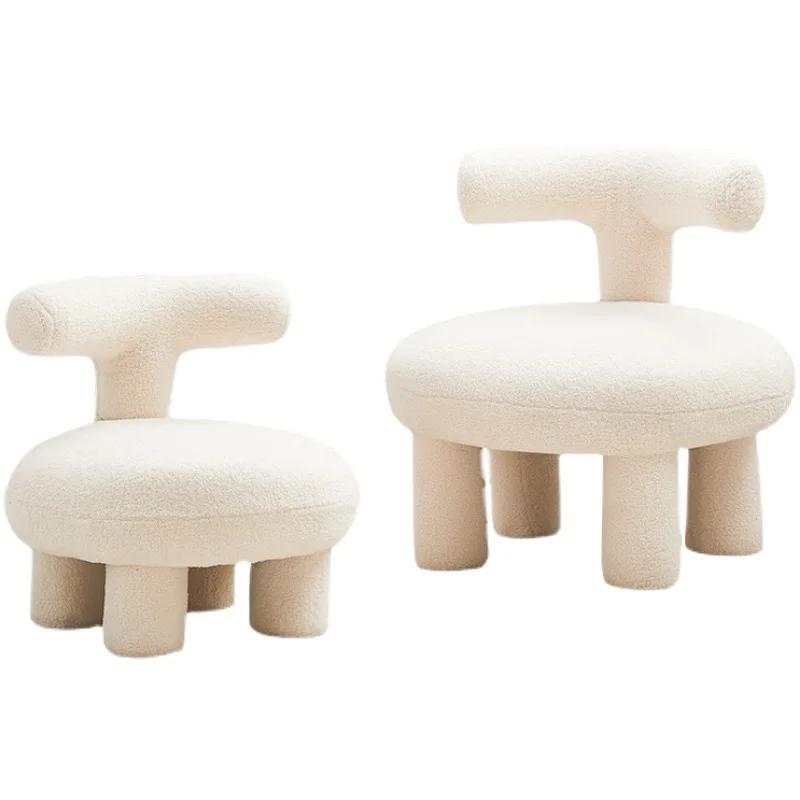 Скандинавское кресло для отдыха из овечьей шерсти - Низкий тканевый пуфик для гостиной/спальни/лежебоки