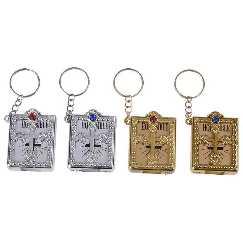Mini Holy Bible Keychain Religious Christian Jesus Cross Key Chain Keyring