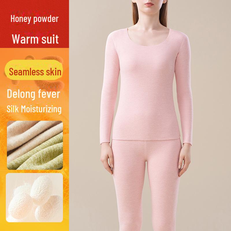 Женский комплект термобелья из кашемира и шелка: Немецкий бархат, плотный, уютный, базовые вещи для осени и зимы.