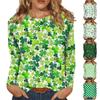 Женская мода, повседневная блузка с длинным рукавом и круглым вырезом, пуловер с принтом