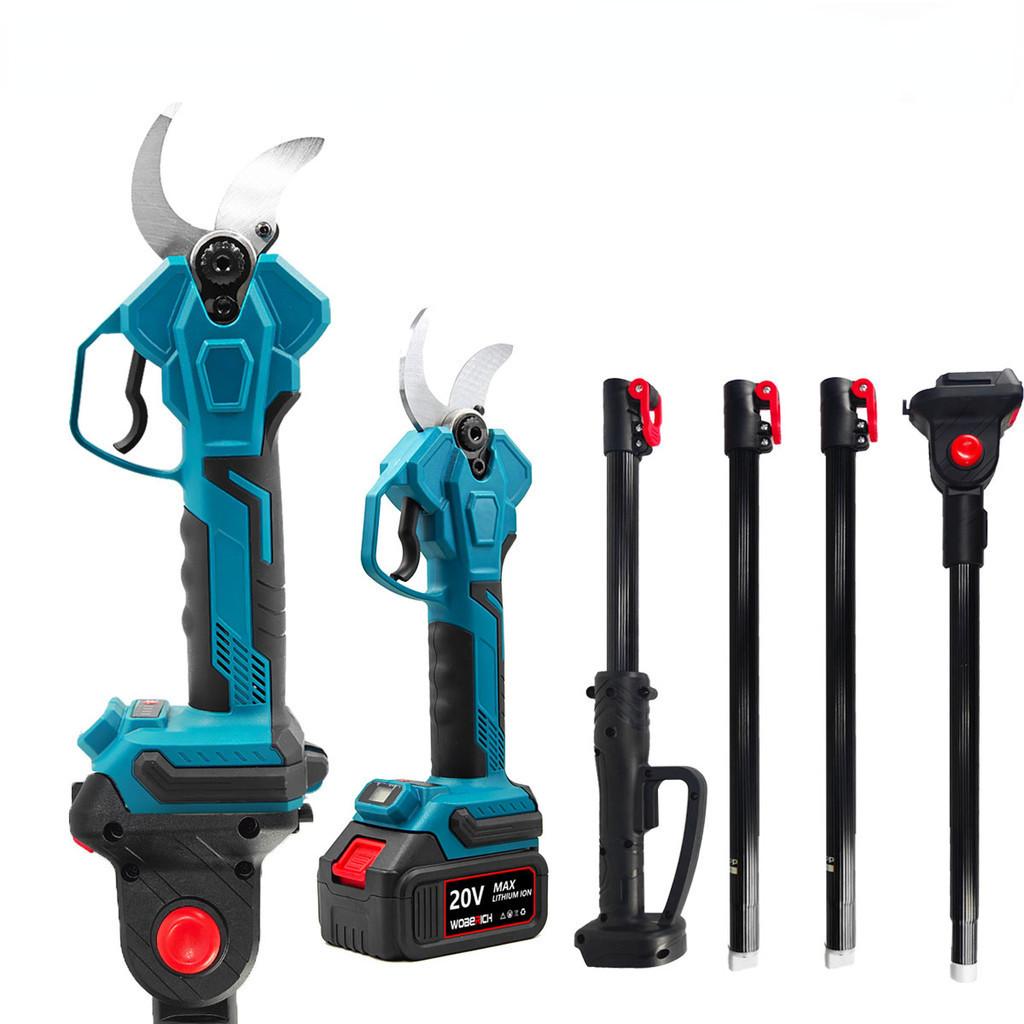 Brushless Cordless Electric Scissors Extension Pole Pruner Pruning Shears Efficient Fruit Tree Bonsai Pruning Branche Cutter Blue
