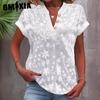 Women's Fashion Casual Summer Solid Color Print Short Sleeve V-Neck Blouses & Shirts