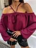 2025 Spring/Summer Women's Lantern Sleeve Off-the-Shoulder T-Shirt Hot-Selling Top