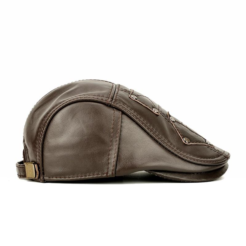 Берет Northwood из натуральной кожи Мужской Коричневая Коровья Кожа Зимние Береты Ушанки Теплая Кепка-Берет Для Мужчин
