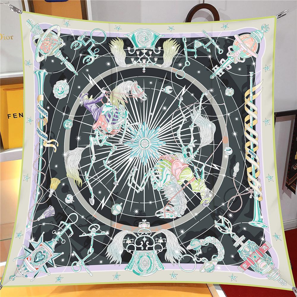 90cm Rabbit Horse Twill Silk Scarf Shawl Brand Square Scarf Women Hijab Luxury Bandana Foulard Neckerchief Head Scarves
