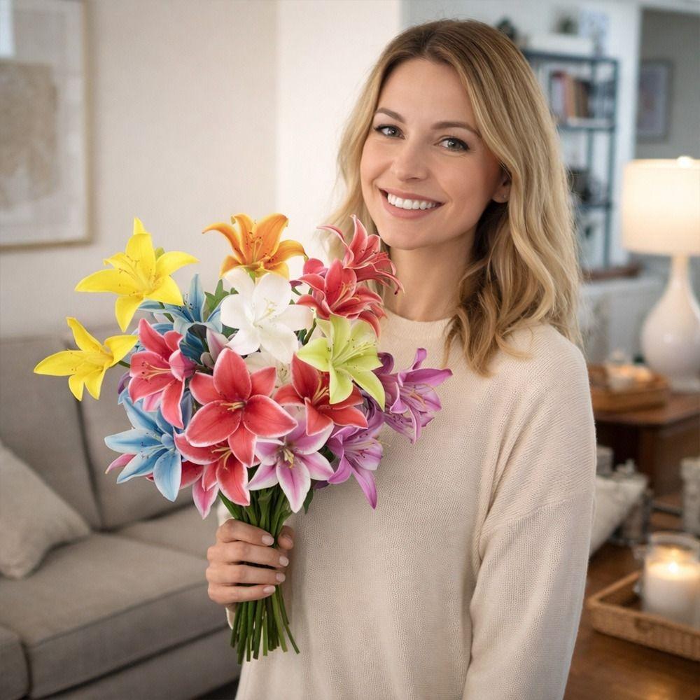 DIY Flower Fake Flowers 3 Heads Simulation Flowers Fashion Wedding Bouquet Home Decoration