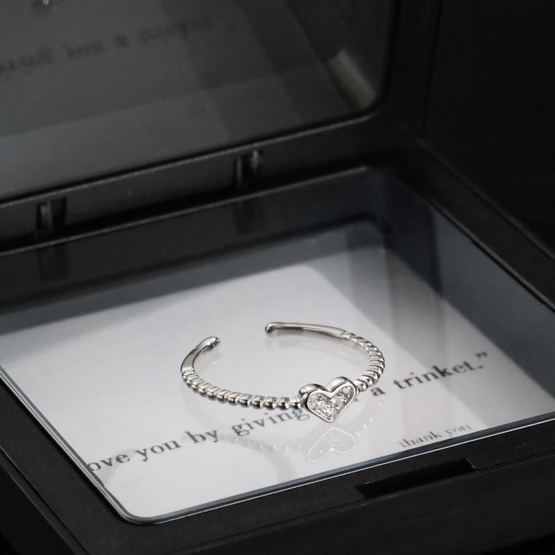 Модное регулируемое кольцо с цирконом в форме сердца, подростковое кольцо любви, женское открытое кольцо на указательный палец, персонализированное для студенток, подруг