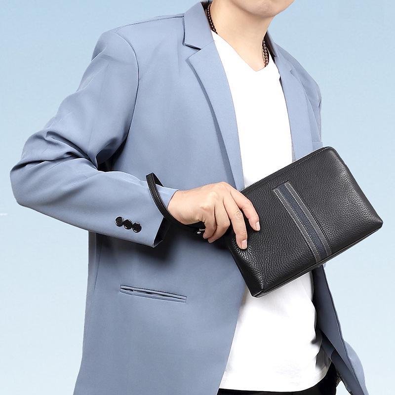Мужской клатч из натуральной кожи большой вместимости: Модная сумка-конверт, первый слой из коровьей кожи, повседневный стиль