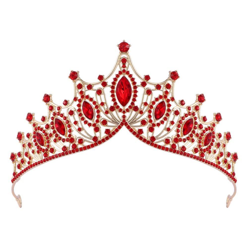 Metal Baroque Crown Shiny Rhinestone Crown Trendy Princess Tiara  Dress Accessories