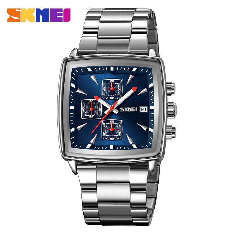 Новые кварцевые часы мужские прямоугольные наручные часы мужские роскошные деловые часы с хронографом Relogio Masculinoes