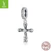 S925 Silver Vine Cross Pendant - European & American Style, Retro Pattern DIY Jewelry Accessory (BSC313)