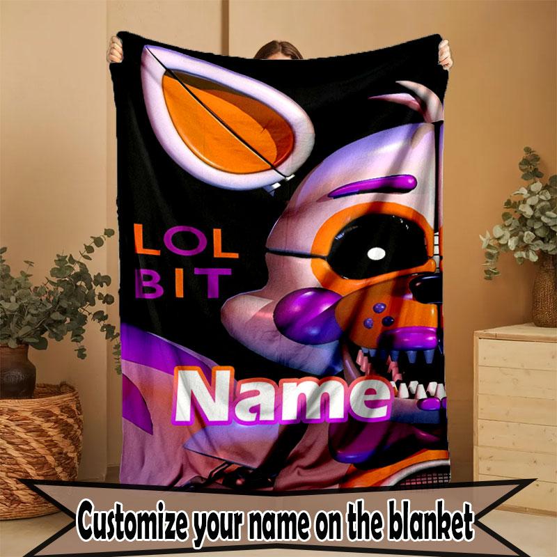 Custom Name Personalized Five Nights at Freddy's Print Blanket, Home Decor, Bedroom, Sofa, Camping, Couch, Gifts for Birthday Christmas