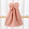 Hand Towel Coral Fleece Solid Color Design Bow Decoration Quick Dry Absorbent