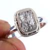 Natural Black Rutile Gemstone Handmade 925 Solid Sterling Silver Ring S.7 J2R71