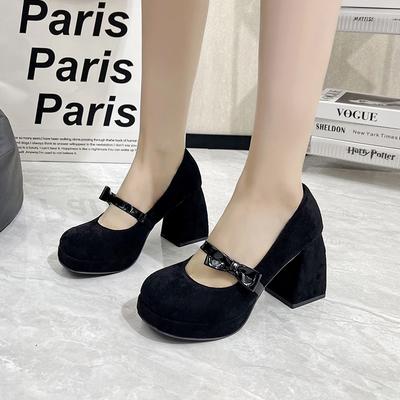 Женские туфли Мэри Джейн на толстом каблуке, водонепроницаемой платформе и толстой подошве, увеличивающие рост, с японским темпераментом Spice Girl, французские одинарные туфли, женские маленькие