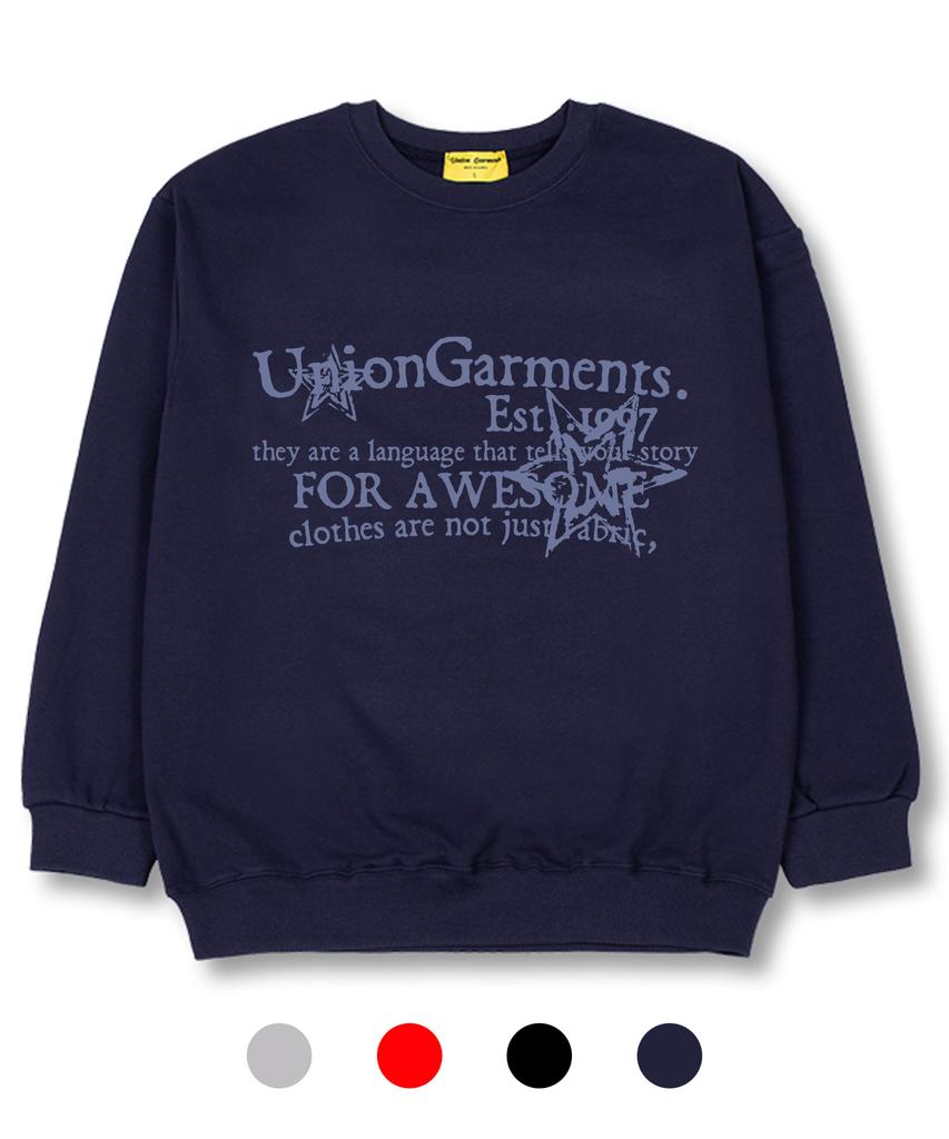 UNION GARMENTS Винтажная толстовка оверсайз со звездами из французского терри