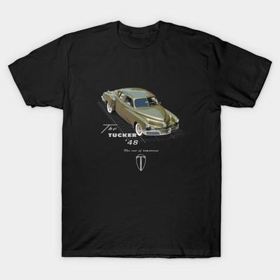 Мужская черная футболка с принтом Tucker 48 Torpedo Американский Классический Автомобиль Винтажная Печать на Бумаге-Трансфере Без Вырезания Хлопковая Футболка