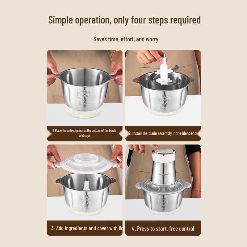 Peskoe Electric Meat Grinder Food Processor CN plug (adapter included)