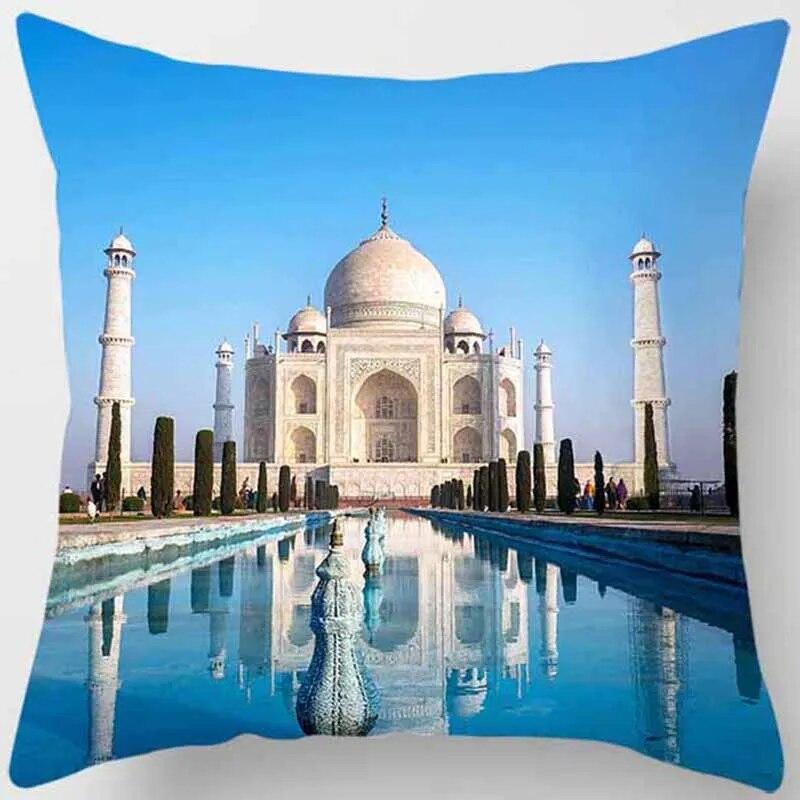 Квадратная наволочка с архитектурным принтом, домашний декор, автомобильный диван, наволочка