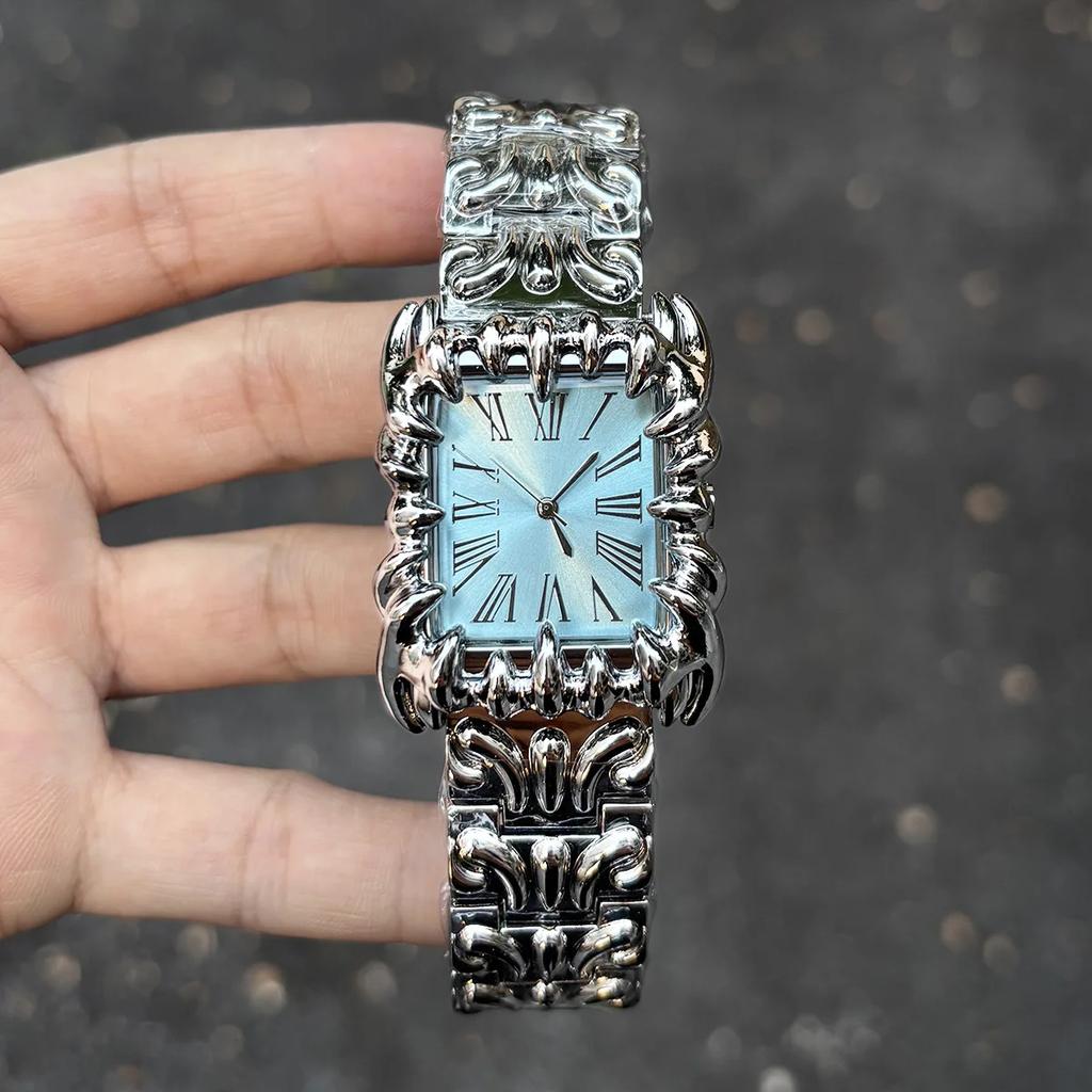 Серебристо-черные креативные квадратные кварцевые часы для мужчин Y2k дизайн когтя демона Alabaster IndustriesDevil уникальные мужские часы Relogio