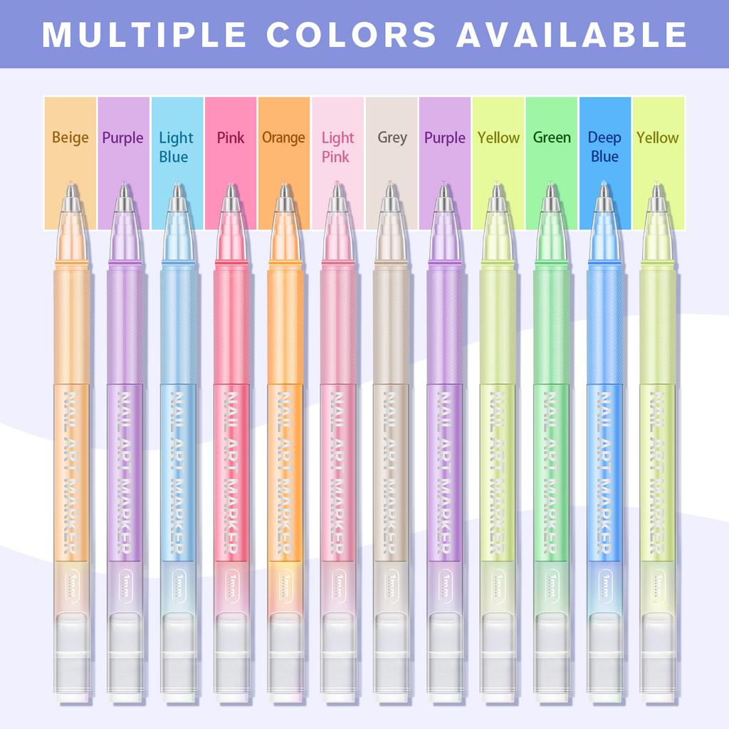 12 Color Nail Polish Pen Set DIY Nail Pen Lines art DIY Nail Creation Pen 1 Box/12ml