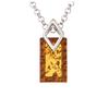 [R3706] - Cognac Amber 'Inspiration' Silver Necklace (rhodium) - 14x5mm