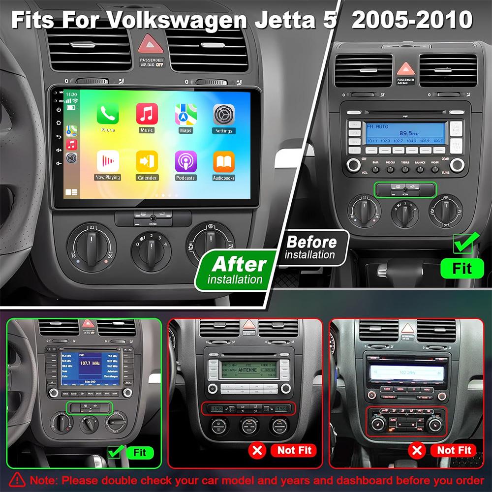 Автомобильное радио Carplay для Volkswagen Jetta 5 2005-2010 Навигация GPS Android Auto Мультимедийный проигрыватель Стереоблок WiFi BT No 2din 4G