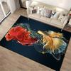 Colorful Betta Fish Design Carpet with Black Background, Living Room Decor Suitable for use as an anti-slip for living room bedroom sofas