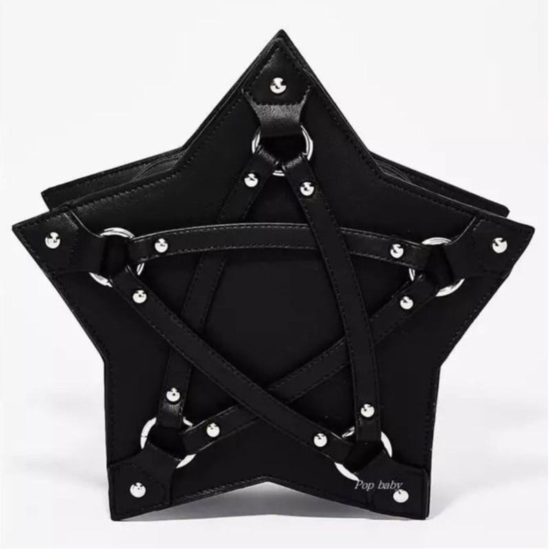 Dark Gothic Pentagram Shoulder Bag Unisex Punk Designer Casual Totes Women Retro Handbag Gifts Black