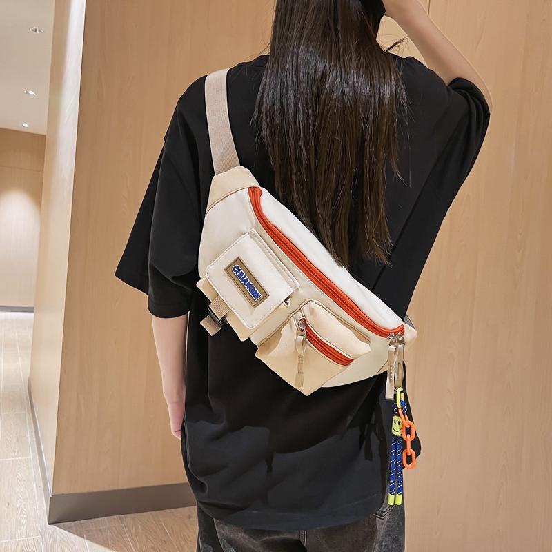 Colorblock Shoulder Crossbody Bag Sports Chest Bag Casual Small Satchel Bag For Men